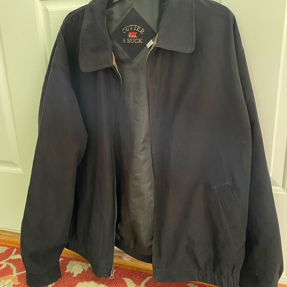 Vintage Men’s Black Jacket Cutter & Buck Micro Suede City Bomber Size XXL